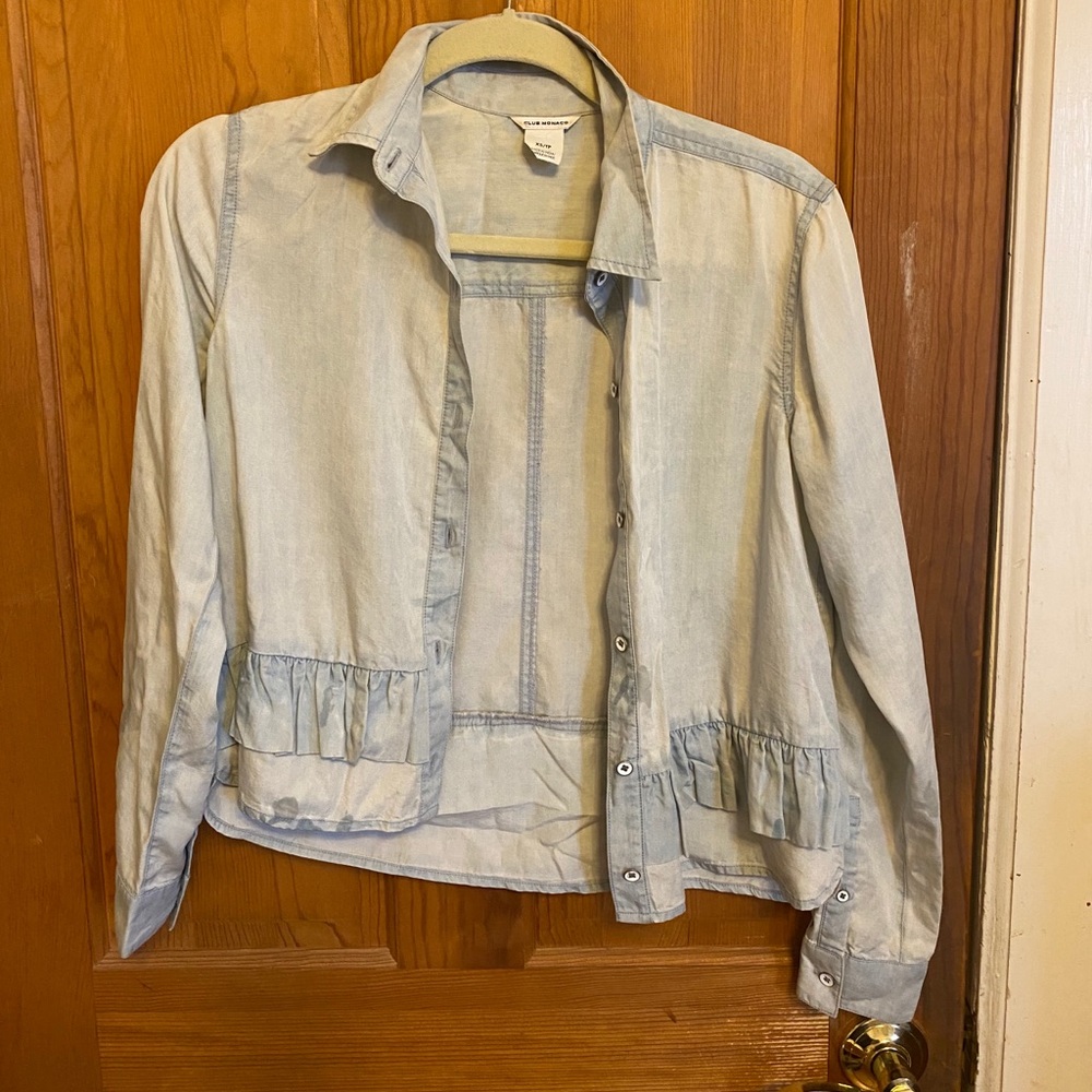 Club Monaco ruffle chambray shirt